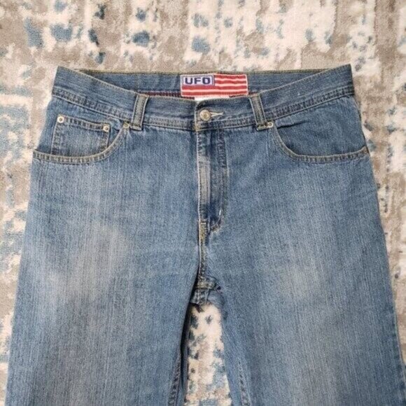 Vintage UFO Jeans Men's 100% Cotton Size 34 Blue Medium Wash Denim - Picture 2 of 7